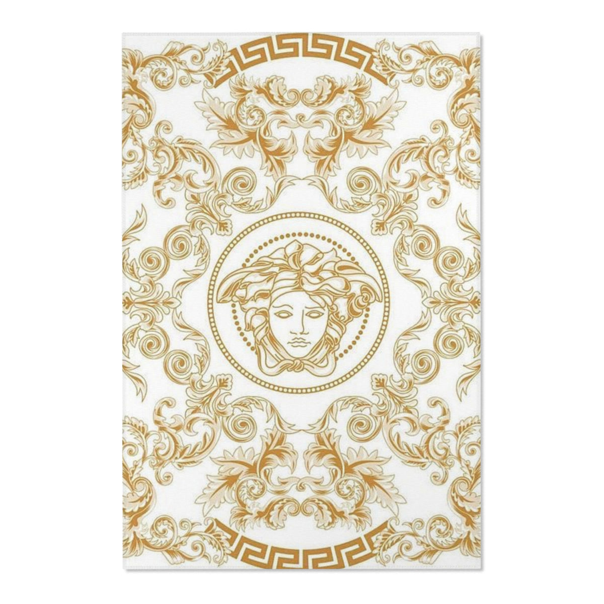 Baroque Medusa Area Rug – Gold Ornate Decorative Accent Rug