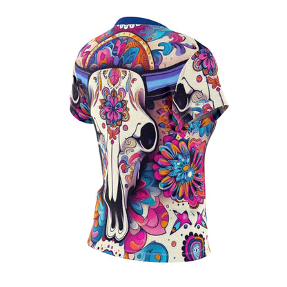 Colorful Bull Head Floral Western Style Shirt
