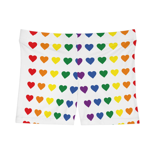 Colorful Heart Print Women's Shorts - Fun & Playful Summer Beachwear