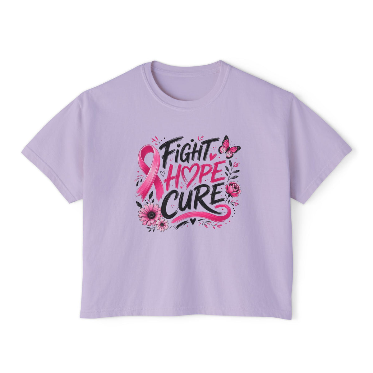 Fight Hope Cure Pink Ribbon Breast Cancer Awareness Tee