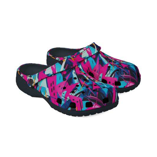 90's Retro Deco Neon Abstract Graffiti Clog Shoes