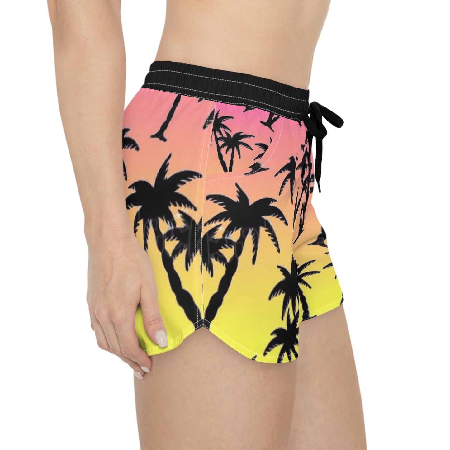 Tropical Palm Tree Vibes  Women's Casual Shorts - Palm Tree Print Summer Wear