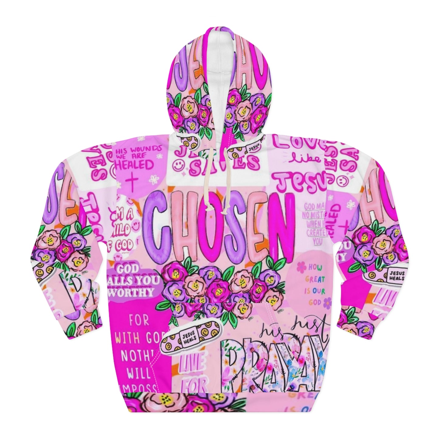 Christian 'Chosen' Pink Hoodie — Jesus Saves All-Over Print