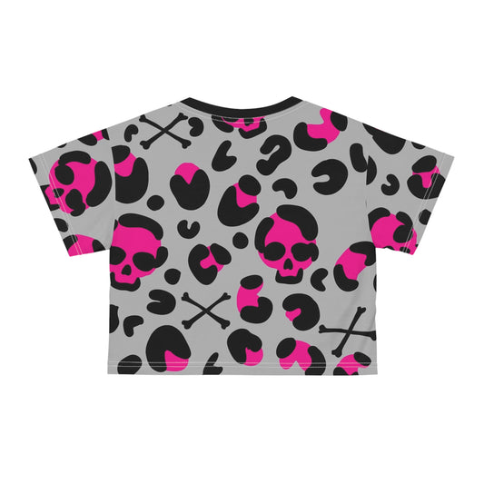 Skulls n Crossbones  Animal Print Crop Tee