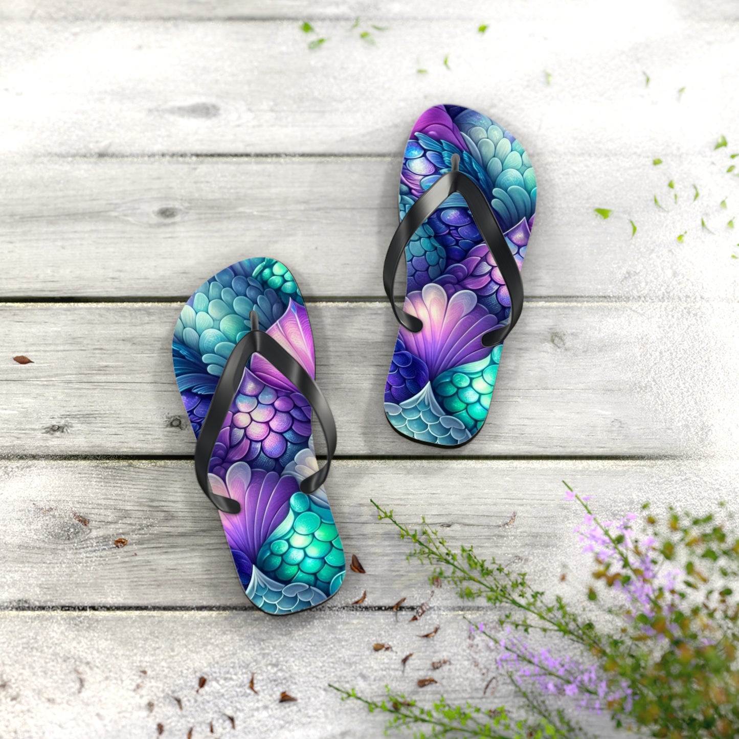 Vibrant Mermaid Scale Flip Flops for Summer Fun