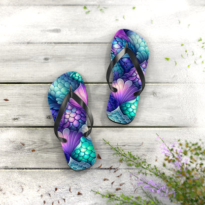 Vibrant Mermaid Scale Flip Flops for Summer Fun