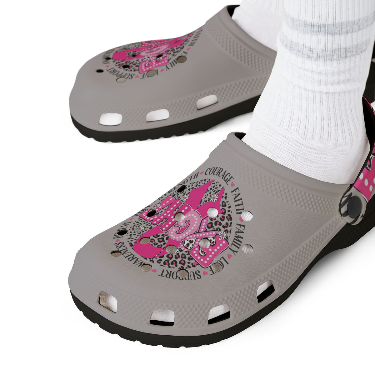 Pink Sugar Skull EVA Clogs — Floral Day of the Dead Foam Shoes