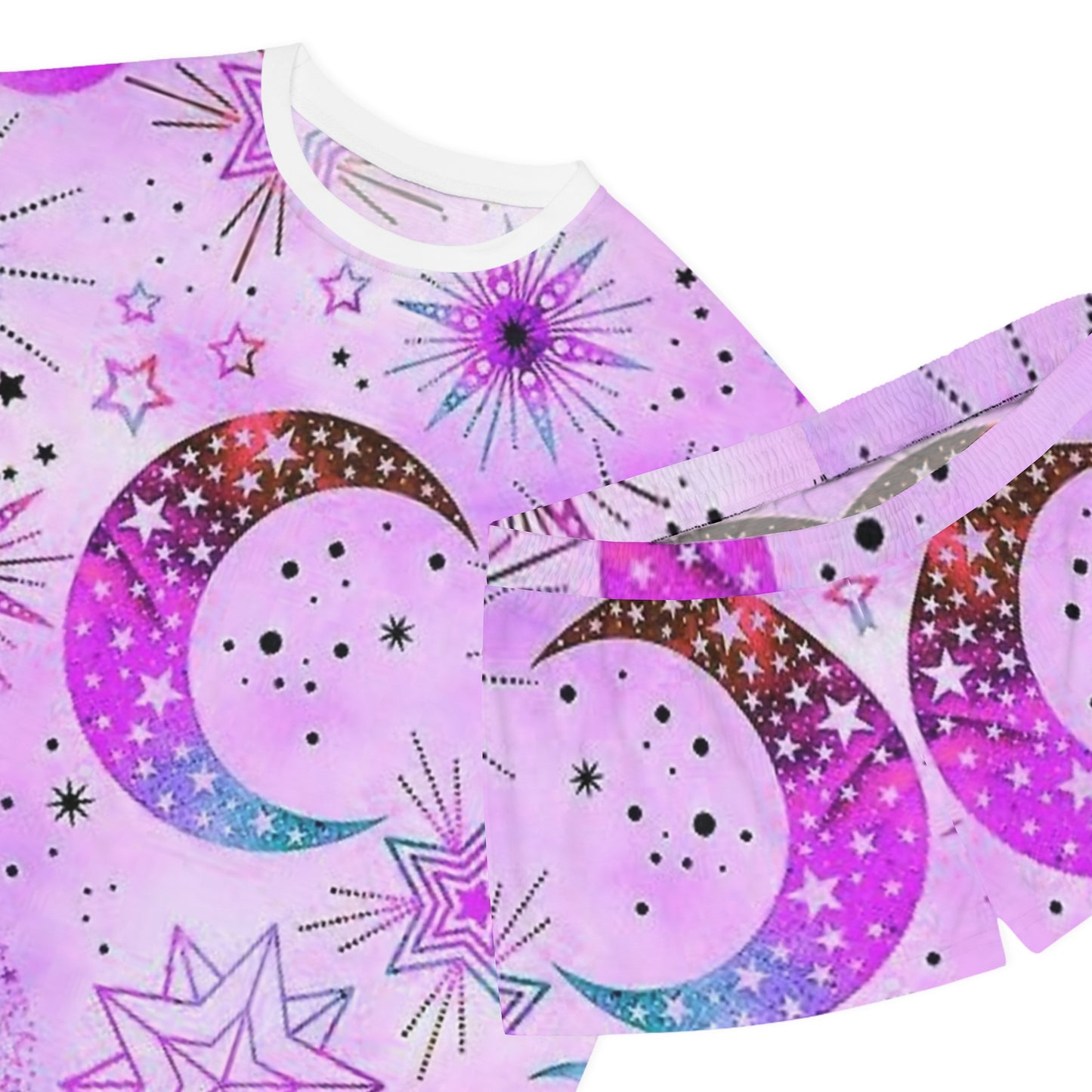 Cosmic Dream Women's Short Pajama Set - Pink Starry Nights Design