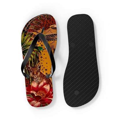 Tropical Leopard Flip Flops - Colorful Summer Footwear
