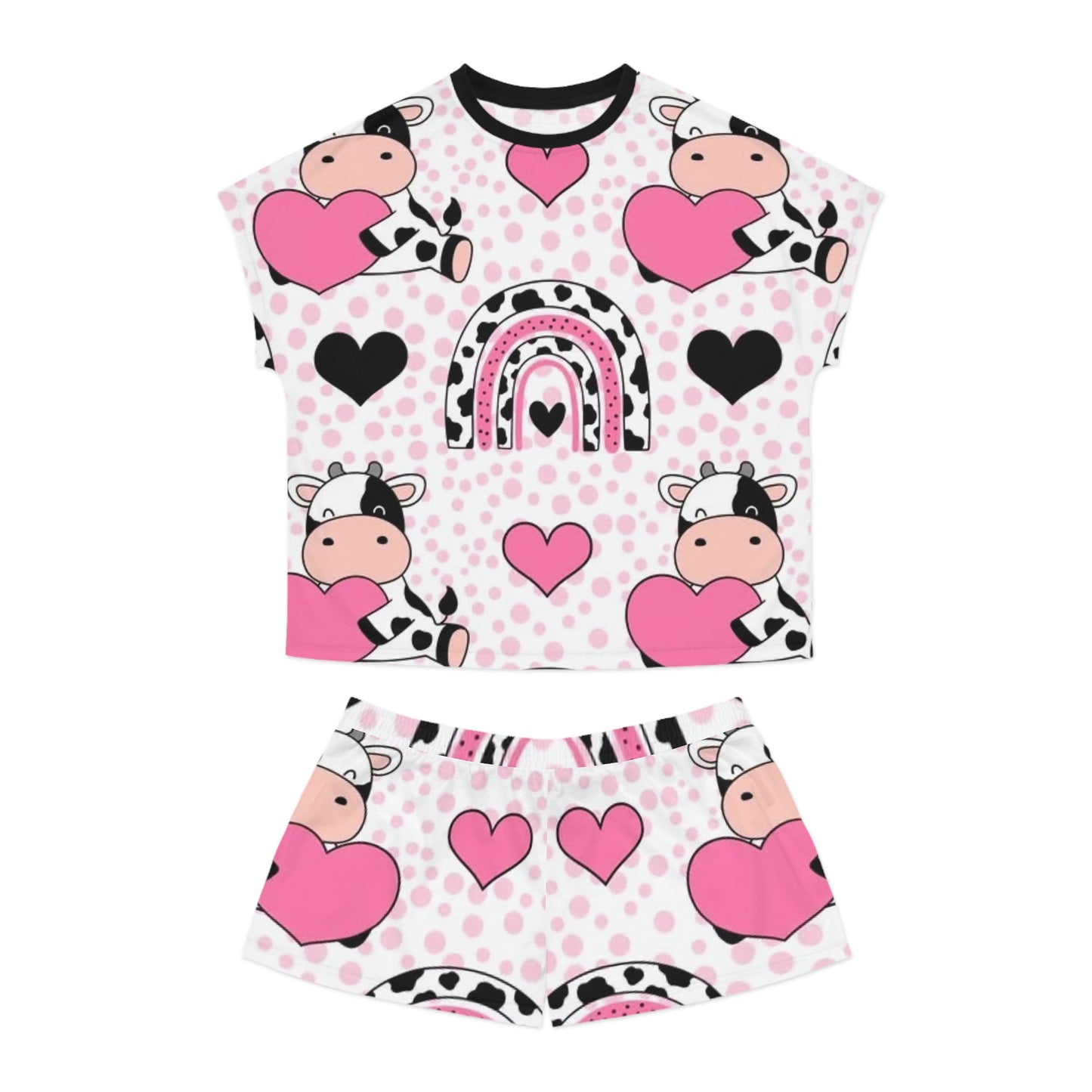 Cows and Hearts Rainbow Design Women’s Sleepwear Set