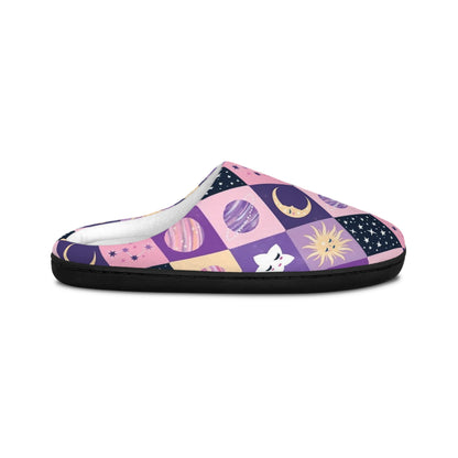 Cozy Celestial Women's Indoor Slippers - Moon and Star Design