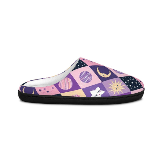 Cozy Celestial Women's Indoor Slippers - Moon and Star Design