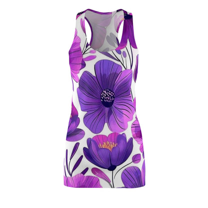Purple Floral Racerback Dress — All-Over Print Women’s Summer Dress