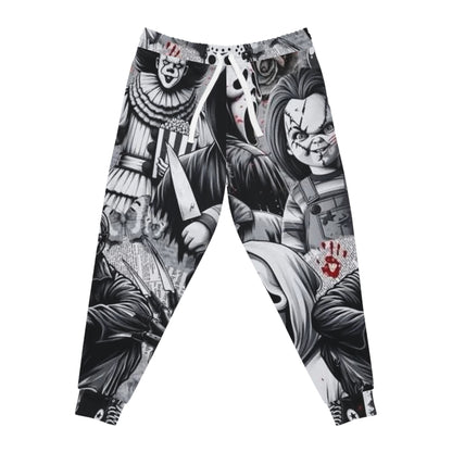 Horror Characters Joggers — All-Over Print Creepy Clown & Doll Sweatpants