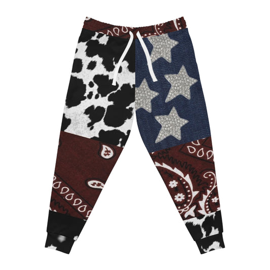 Patchwork Bandana Joggers — Cowhide, Stars & Paisley Athletic Pants