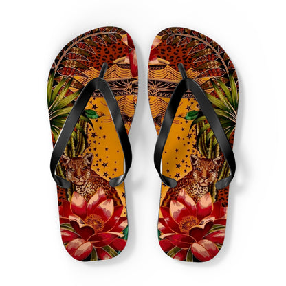 Tropical Leopard Flip Flops - Colorful Summer Footwear