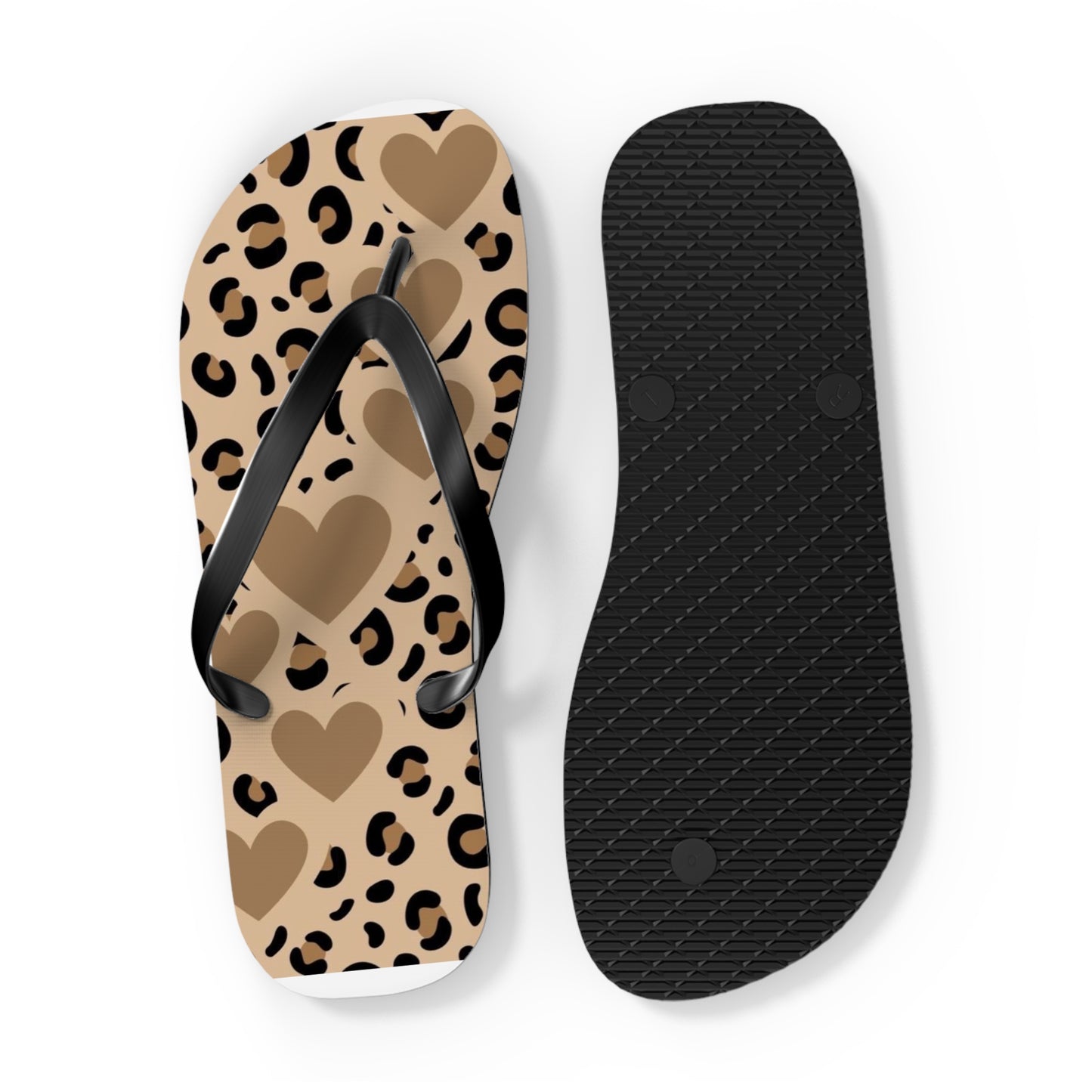 Leopard Print Heart Flip Flops – Trendy Summer Sandals for Beach and Casual Wear