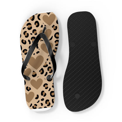 Leopard Print Heart Flip Flops – Trendy Summer Sandals for Beach and Casual Wear