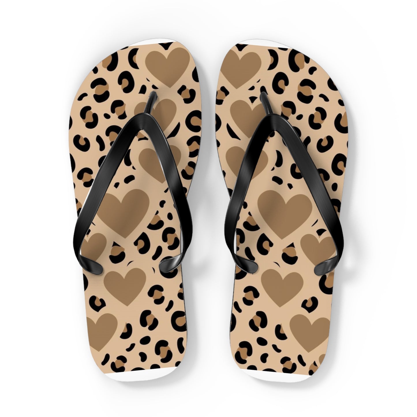 Leopard Print Heart Flip Flops – Trendy Summer Sandals for Beach and Casual Wear