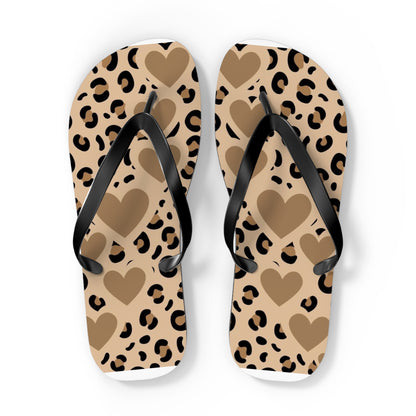 Leopard Print Heart Flip Flops – Trendy Summer Sandals for Beach and Casual Wear