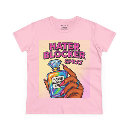 Hater Blocker Women's Cotton Tee, Funny T-Shirt for Confidence, Gift for Friends, Casual Wear, Self-Love Apparel