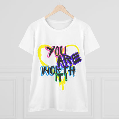Empowerment Cotton Tee - "You Are Worth It!" Stylish Shirt for Self-Love, Gift for Her, Casual Wear, Positive Vibes, Everyday Comfort