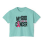 Boxy Tee — "My God Is Bigger Than Cancer" Pink Ribbon Breast Cancer Awareness Shirt