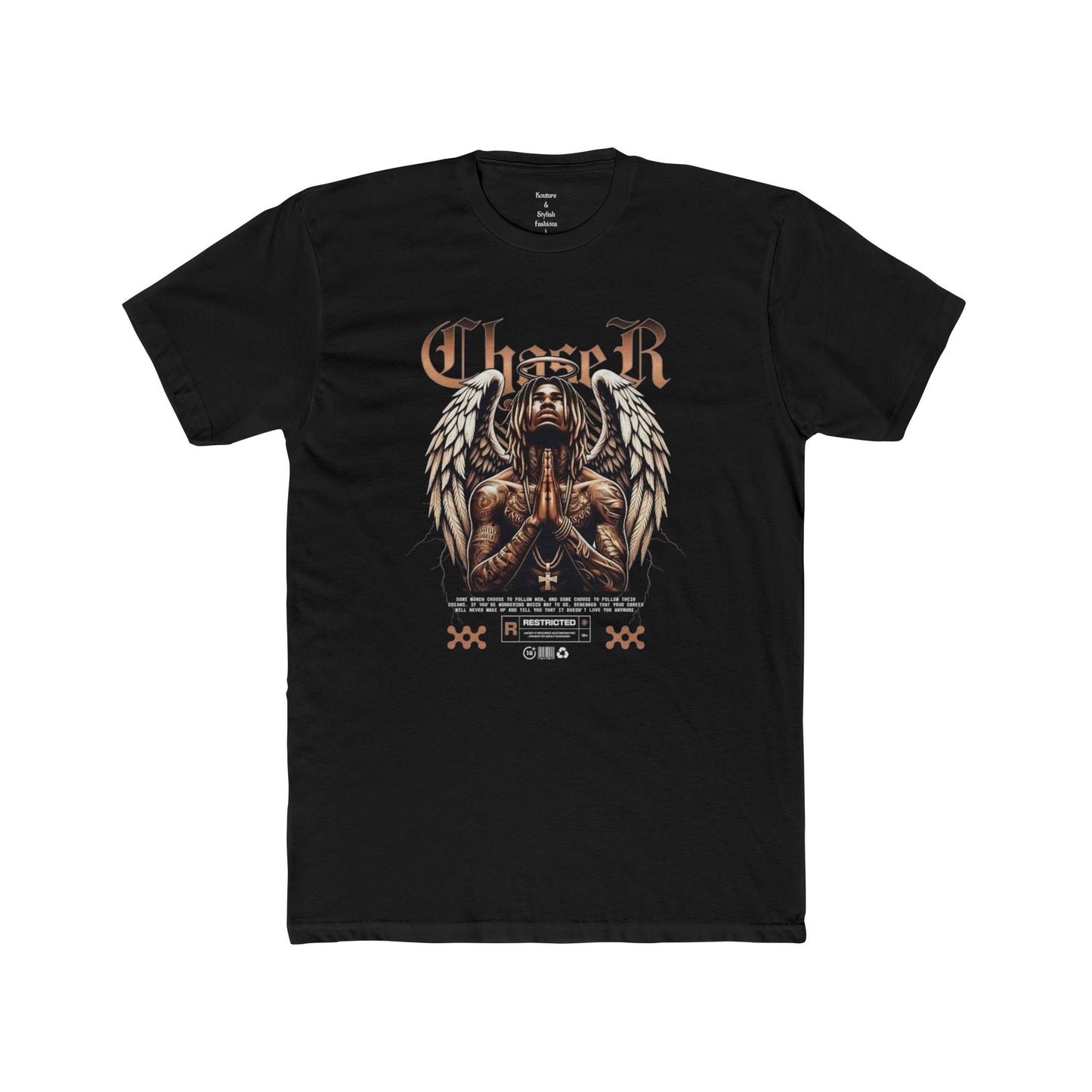 Angel Prayer Graphic Tee — Gothic Winged Warrior T-Shirt