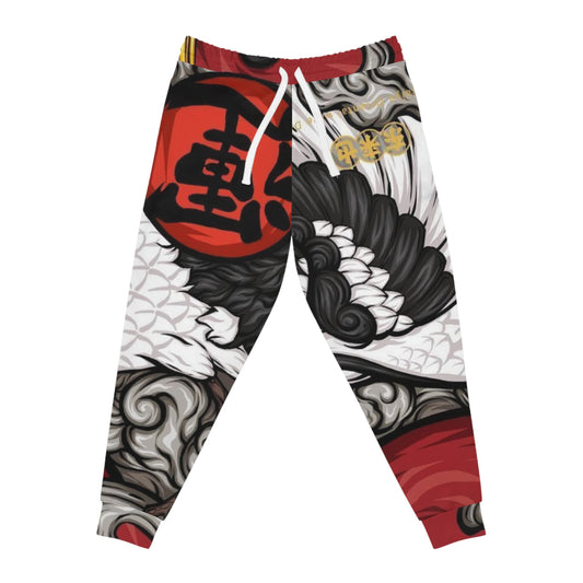 Koi Crane AOP Athletic Joggers — Japanese Tattoo Style Red & Black