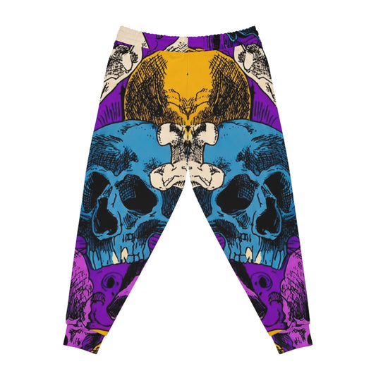 Skull Pop Art Athletic Joggers - Colorful Retro Skull Print