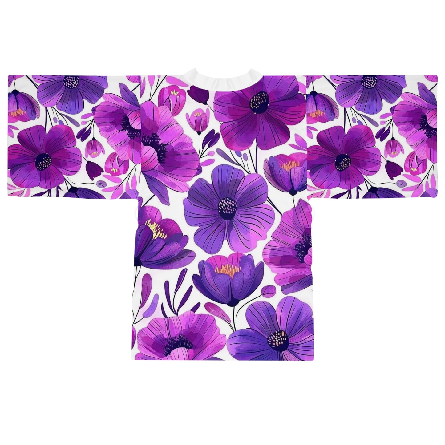 Floral Printed Long Sleeve Kimono Robe for Relaxation & Style