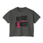 Boxy Tee — "My God Is Bigger Than Cancer" Pink Ribbon Breast Cancer Awareness Shirt