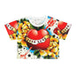True Love Graphic Crop Tee - Vintage Floral Design