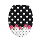 Polka Dot & Pink Rose Bath Mat Set — 3-Piece Floral Bathroom Rug Set