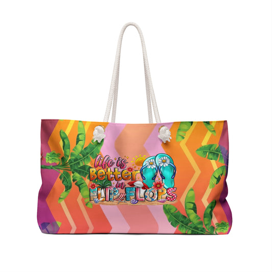 Tropical Chevron Vacay Tote Bag - Perfect for Travel & Beach Days
