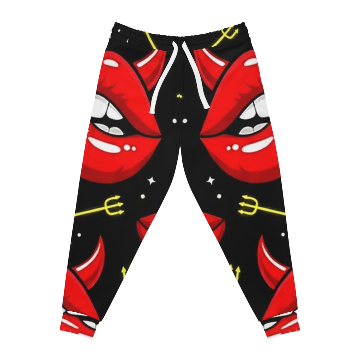 Devil Lips Athletic Joggers – Bold Red Lip Print All-Over-Print Sweatpants