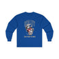 Long Sleeve Tee — 'Reality Hides Behind The Mask' Vintage Statue Face Graphic