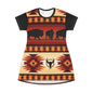Western Indian Buffalo Design T-Shirt Dress