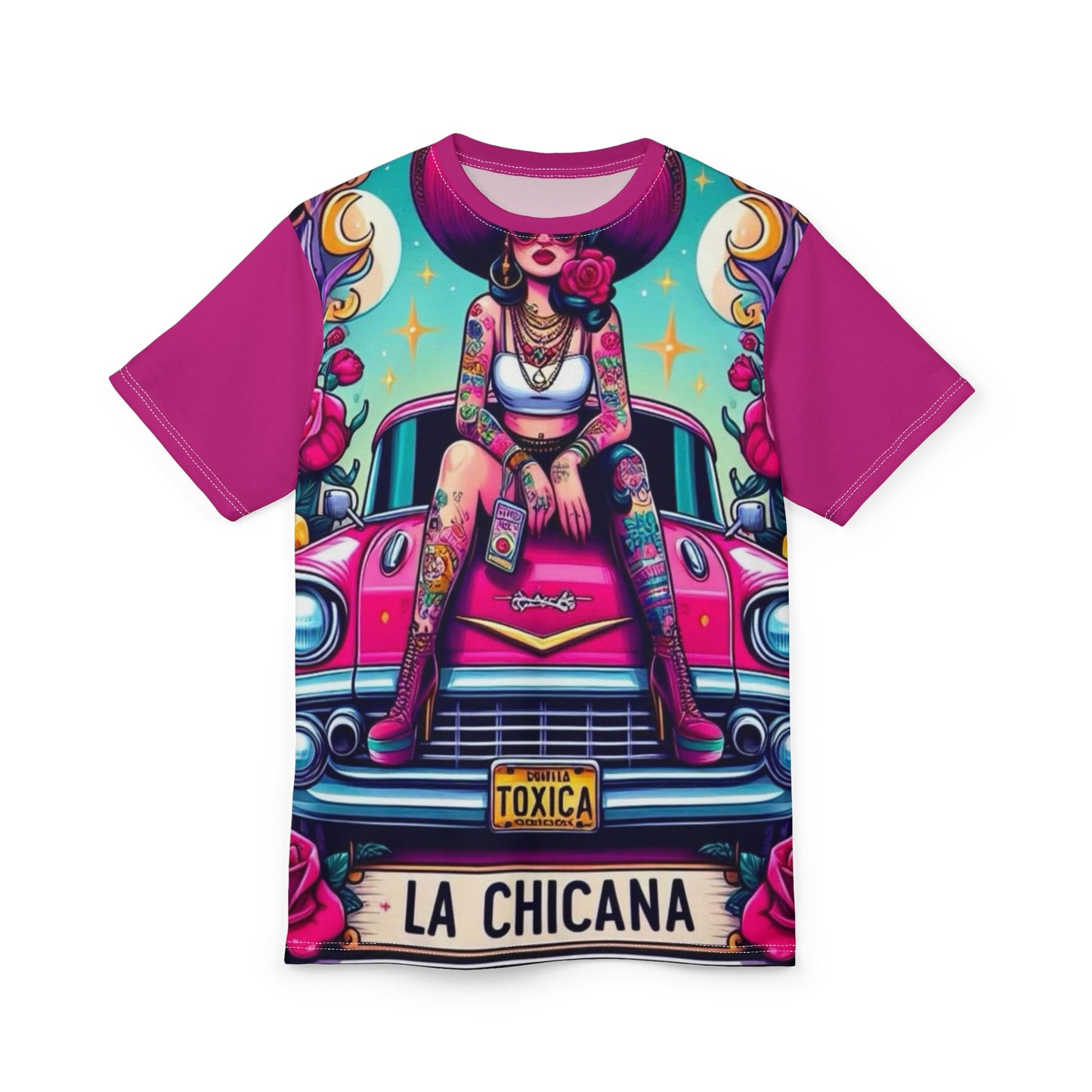 La Chicana Unisex - Auffälliges T-Shirt mit tätowierter Grafik für stilvolle Tage und Feiern