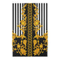 Baroque Gold Scroll Area Rug — Black & White Striped Medallion Accent Rug