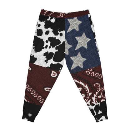 Patchwork Bandana Joggers — Cowhide, Stars & Paisley Athletic Pants