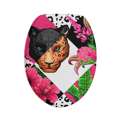 Tropical Jaguar Bath Mat Set — 3-Piece Floral Leopard Bathroom Rug