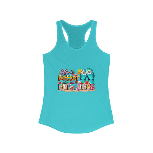 Life is Better Flip Flops Racerback Tank Top - Women's Summer Tee
