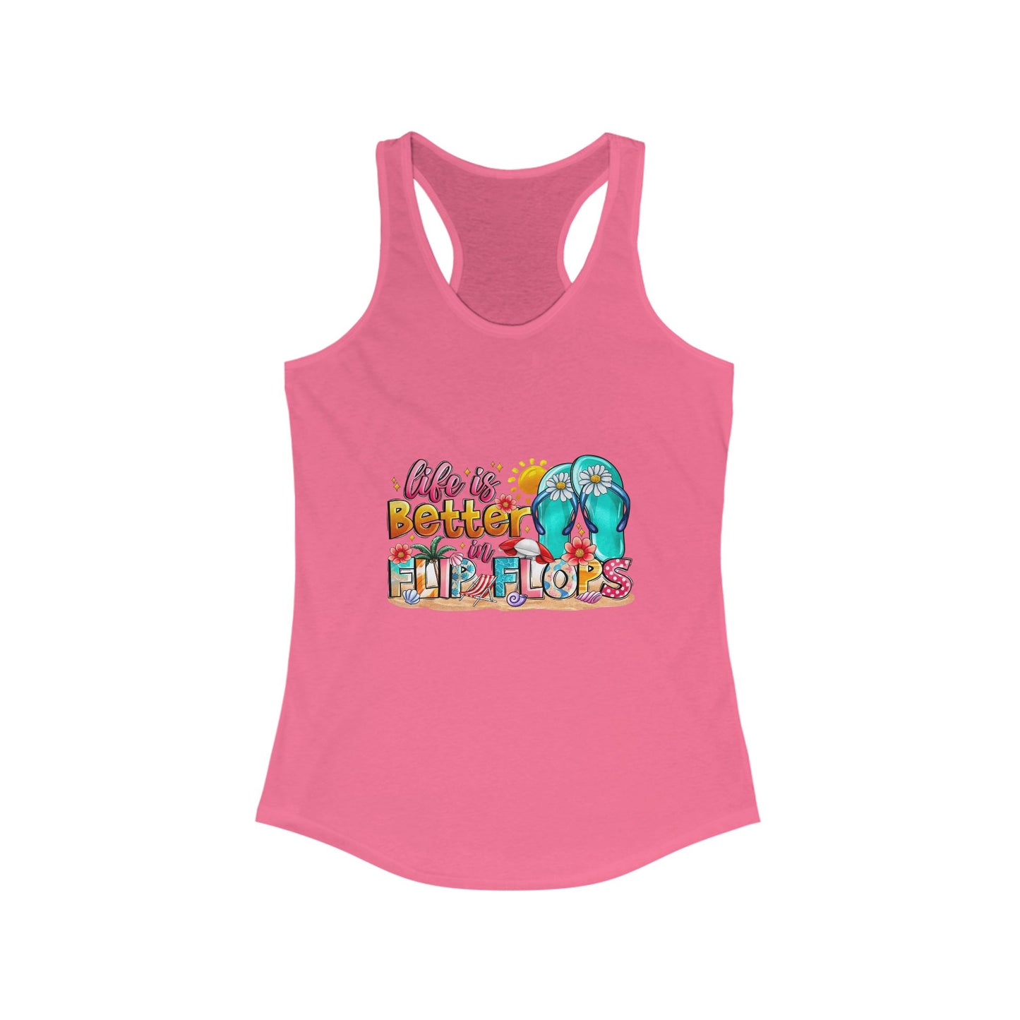 Life is Better Flip Flops Racerback Tank Top - Women's Summer Tee