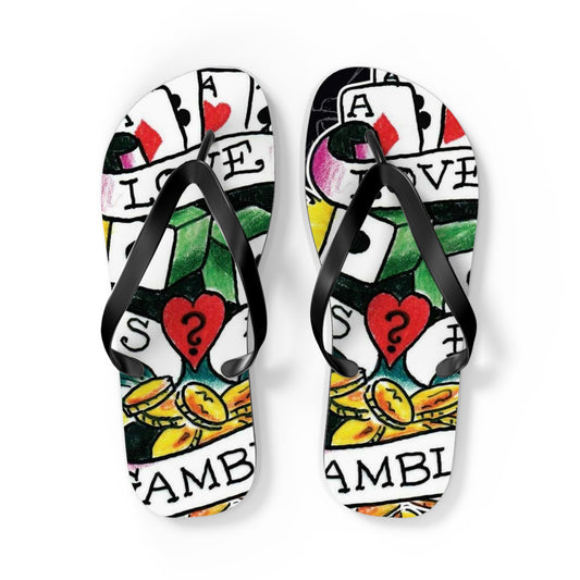 Love is a Gamble Flip Flops – Fun Summer Footwear with Playing Card Design