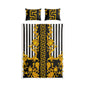Baroque Gold Scroll Cotton Bedding Set — Black & White Striped Duvet Cover