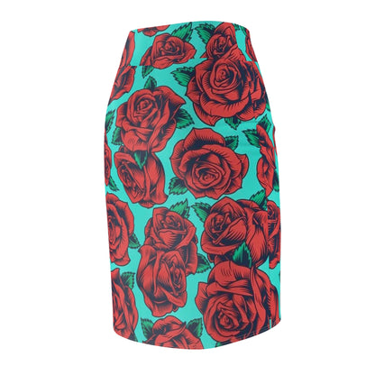 Turquoise Rose Women's Pencil Skirt