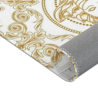 Baroque Medusa Area Rug – Gold Ornate Decorative Accent Rug