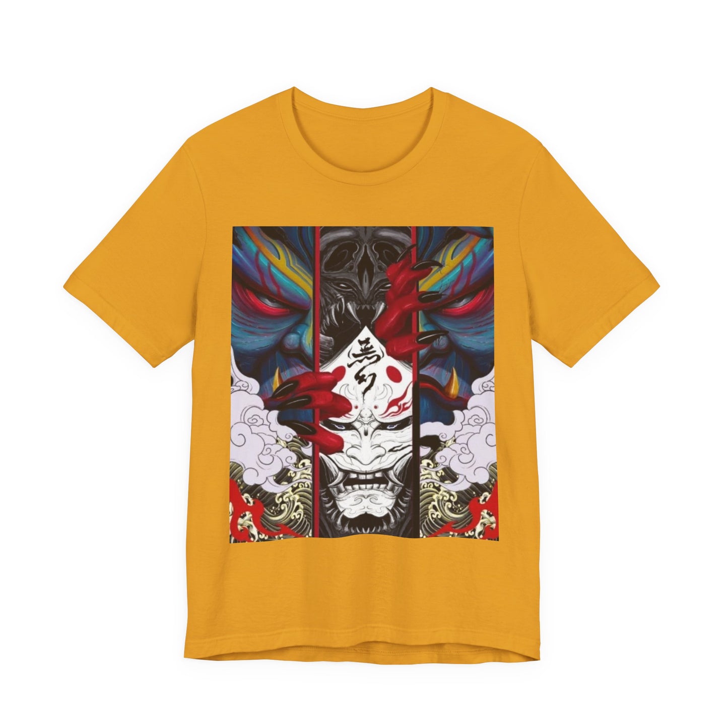 Demon Mask Graphic Tee — Japanese Oni Art T-Shirt