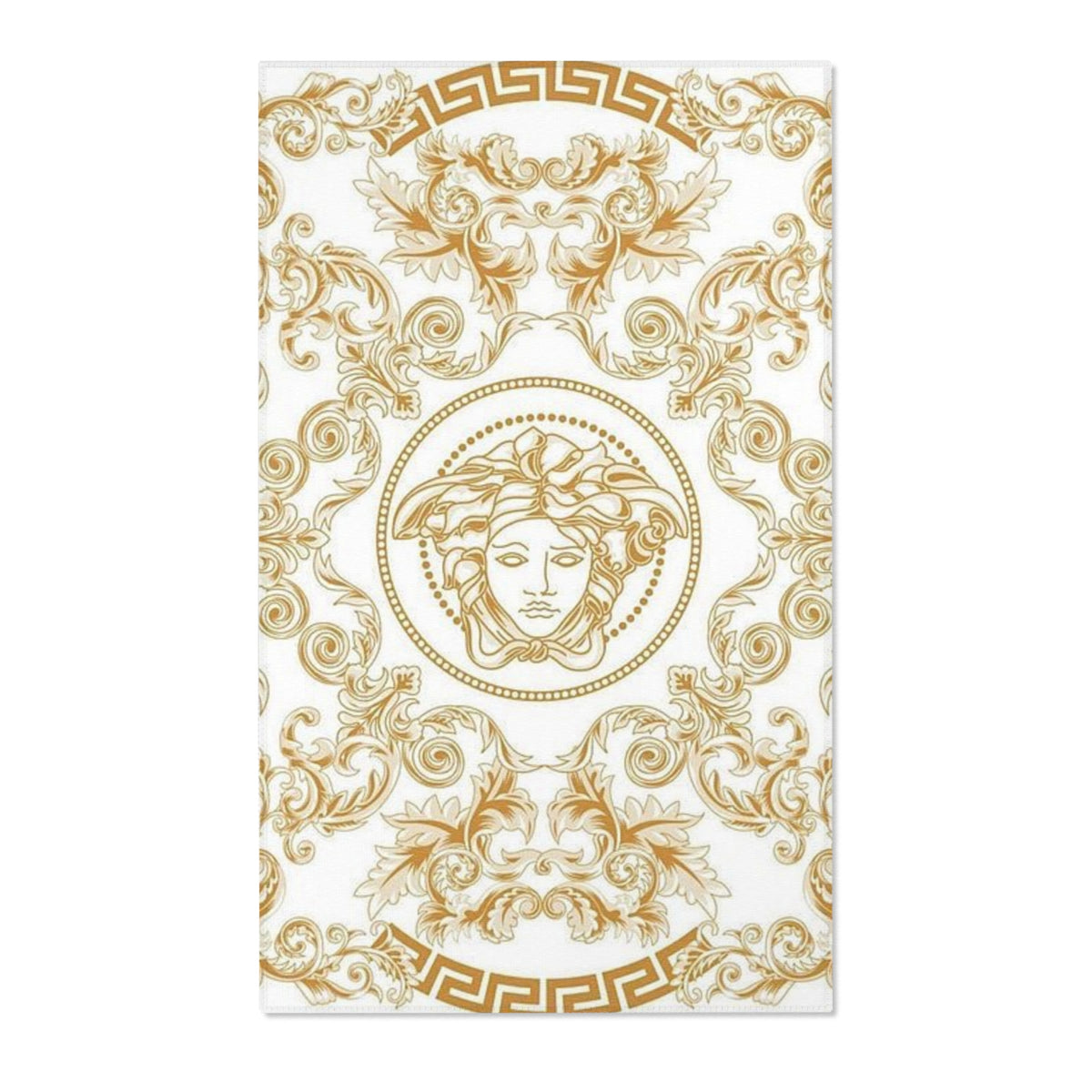 Baroque Medusa Area Rug – Gold Ornate Decorative Accent Rug